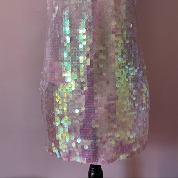 NEW! LoveShackFancy- Kumi Sequin Statement Dress Pink Iridescent Size Small - Picture 8 of 16